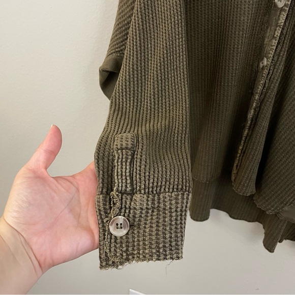 FP One Scout Slouchy Waffle Button Up Shirt Jacket - Shacket Size Medium - Picture 6 of 10